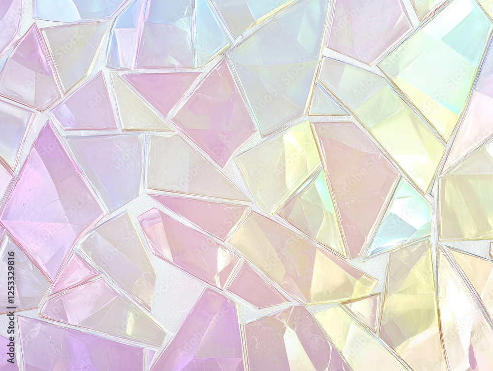 Poster seamless pattern of pastel hologram textures with geometric shapes creates mesmerizing and colorful 