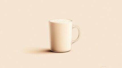Creamy latte in glass mug, beige background, studio shot, drink menu