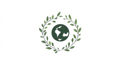 Earth graphic in green wreath.  Possible use for environmental concept