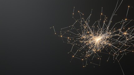 Abstract network connections on dark background; digital web, innovation concept with glowing nodes and lines.