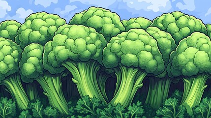 Vintage-style broccoli illustration for culinary designs, organic vegetable sketch, fresh food art, natural ingredient drawing, healthy produce, botanical accuracy, cookbook aesthetics, hand-drawn pri