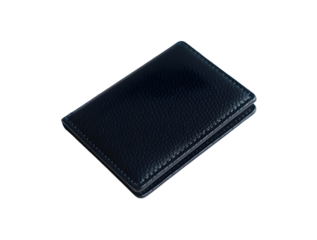 A black leather wallet on transparent background 
