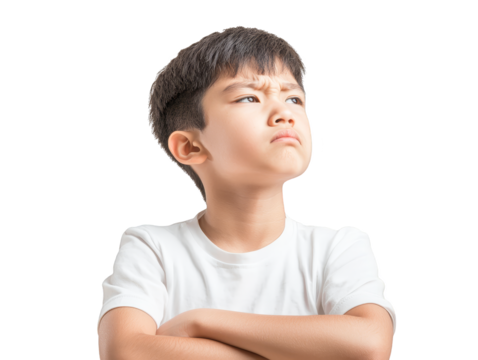 Confident young boy with arms crossed, a portrait of strength and determination confident