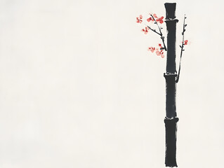 Bold Minimalistic Flower Border Sumi-e