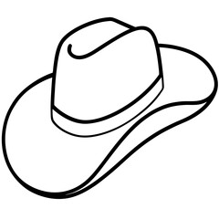 Stetson Hat Outline Art on White Background