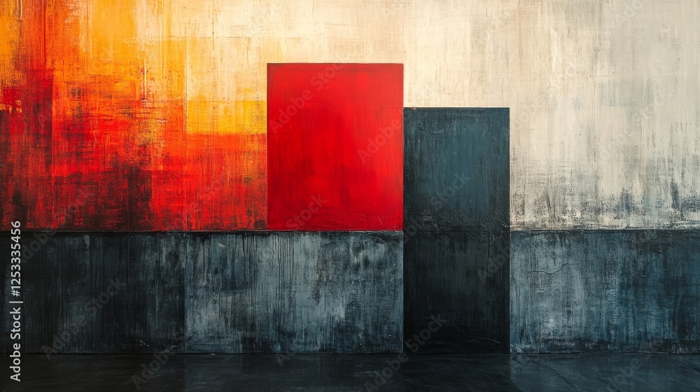 Poster abstract geometry, textured color blocks in harmonious juxtaposition