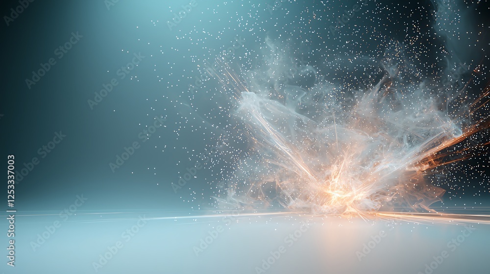 Aufkleber abstract sparks and particles create a dynamic explosion effect in a dark, atmospheric setting.