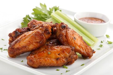 Fototapeta premium fried chicken wings with sauce