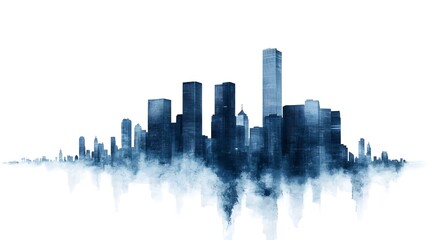 Fototapeta premium Abstract City Skyline in Cool Blue Tones with Modern Textures