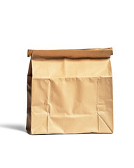 A brown paper bag for carrying food, with no text or logo on it. The background is white