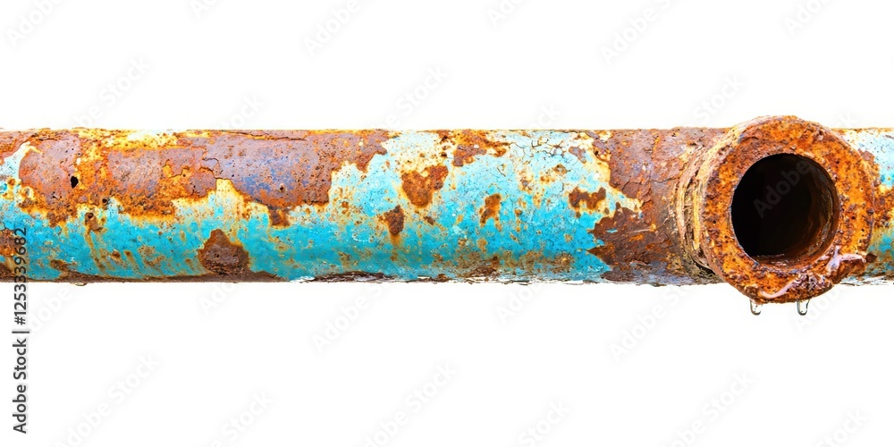 Poster rusty pipe with a hole in it