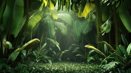 Green foliage and trailing vines creating a rich, natural landscape.