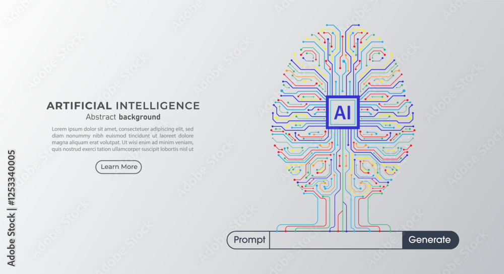 Aufkleber Concept of Artificial intelligence. Generative AI from prompt. Innovations and ideas generated by machine learning. Big data and large language model. Vector illustration.