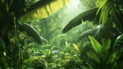 Green foliage and trailing vines creating a rich, natural landscape.