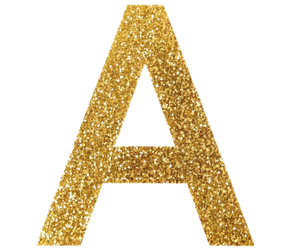 Letter A gold glitter alphabet a png clipart cutout transparent isolated