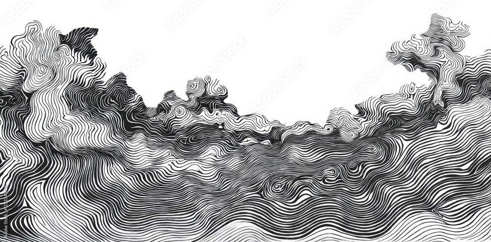Aufkleber drawing of a cloudy sky with a white background