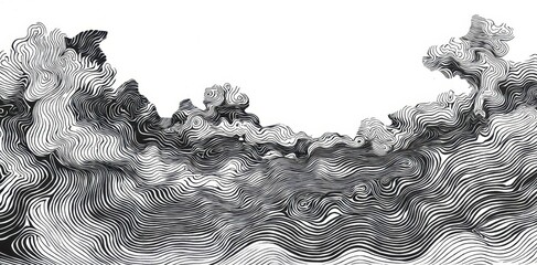 Drawing of a cloudy sky with a white background