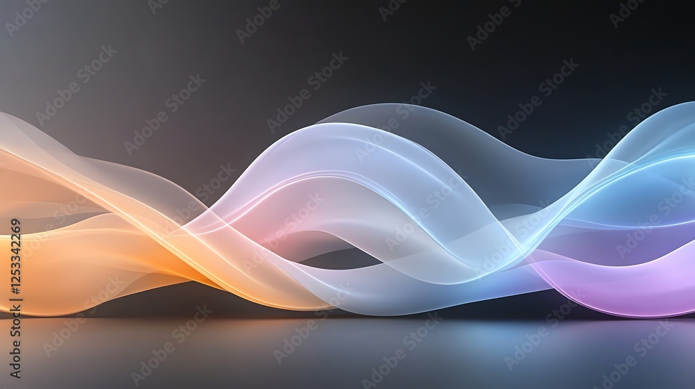 Aufkleber colorful abstract wave design with gradient light flowing on a dark background, showcasing dynamic m