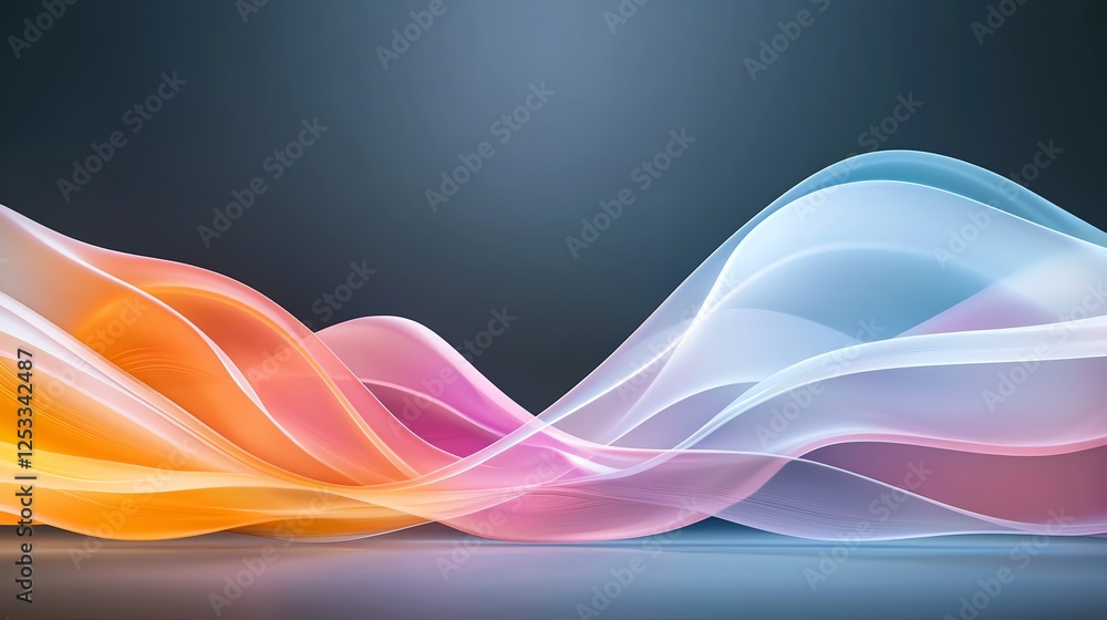 Poster colorful abstract wave forms on dark background, vibrant flowing shapes create a dynamic and modern 