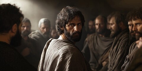 Obraz premium The disciples discuss Jesus' crucifixion in the upper room