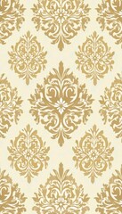 Intricate beige vector damask, repeating floral seamless pattern , surface, subtle, repeat