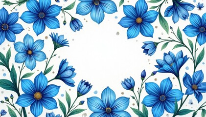 Obraz premium Intricate blue floral pattern, meadow blossoms , forget-me-not, soft