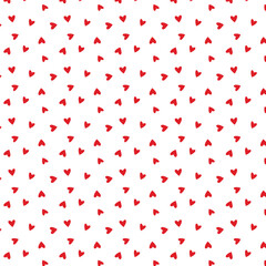 Cute hearts seamless pattern. Hand drawn heart seamless pattern. Doodle hipster simple background about love for Valentines day. Trendy simple texture with tiny little hearts.