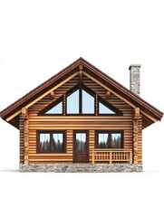Cozy Cabin Retreat: A photorealistic wooden cabin stands as a paragon of rustic architecture. The image captures the natural allure of wooden construction.