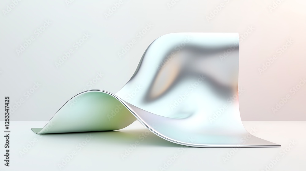 Poster elegant abstract metallic sculpture with fluid curves and smooth surface reflecting soft light.