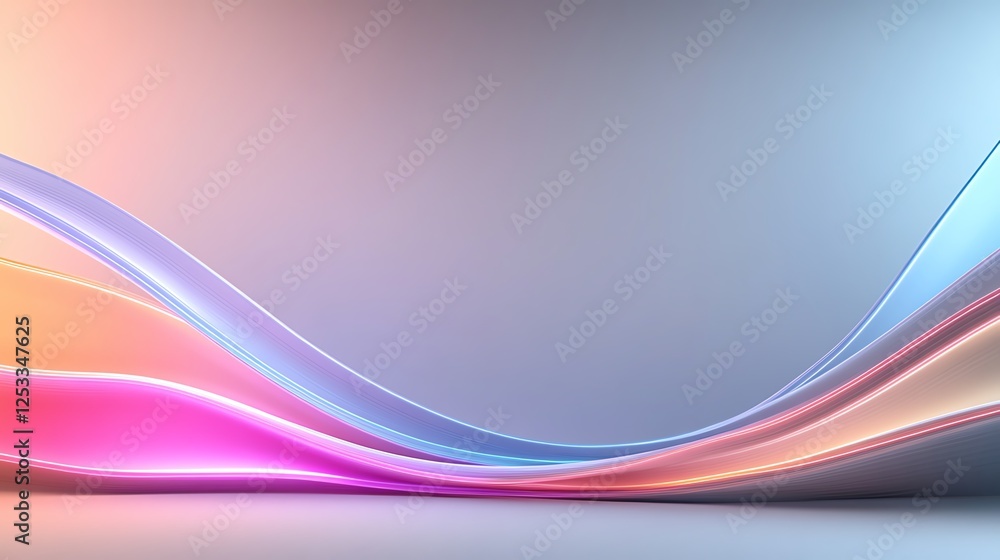 Poster elegant abstract wave design with smooth flowing curves in vibrant gradient colors, perfect for crea