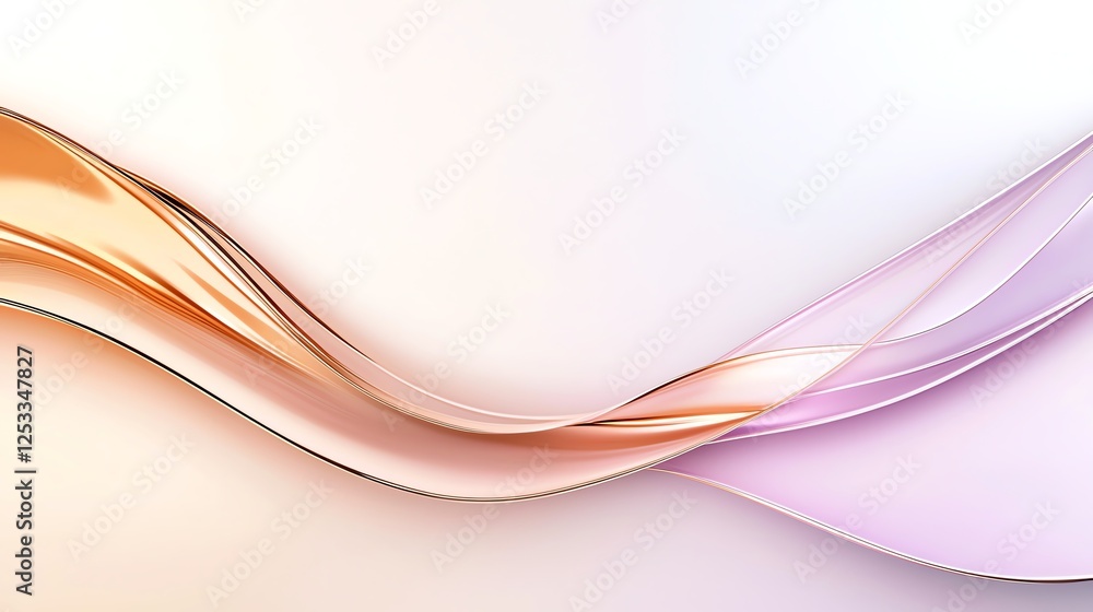 Poster elegant abstract wave pattern in soft pink and orange tones, creating a fluid and dynamic visual eff
