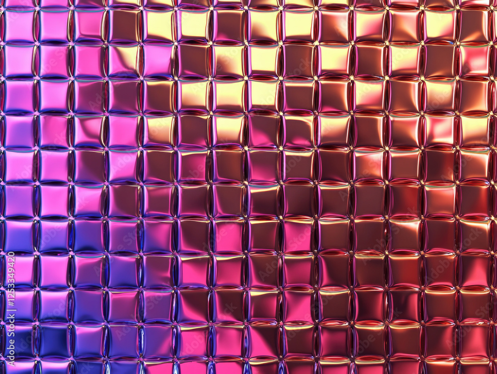 Aufkleber seamless pattern of holographic texture with grid of reflective squares in vibrant colors, creating 