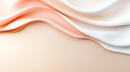 Elegant gradient fabric waves in soft peach and cream tones, creating a serene abstract background.