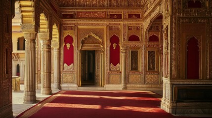 Ornate Palace Corridor: A Glimpse into Royal Indian Architecture