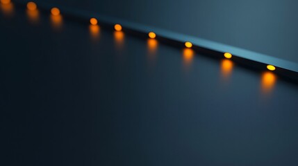 Warm LED lights subtly illuminate dark metallic surface diagonally. AI Generated
