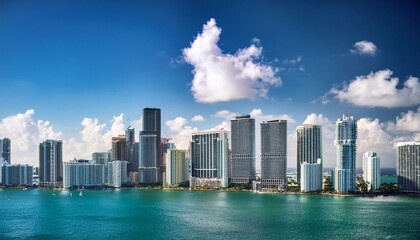 Naklejka premium miami usa famous city scape view background