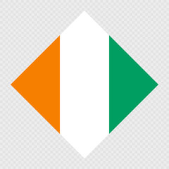 Ivory Coast rhombus flag. Vector illustration.