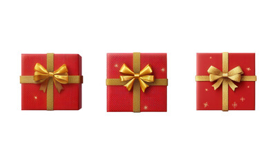 Fototapeta premium A red gift box wrapped in gold ribbon