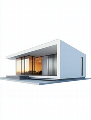 Modern Architectural Haven: A minimalist architectural design, featuring clean lines and expansive glass windows that blend seamlessly with the natural world, highlighting a modern.