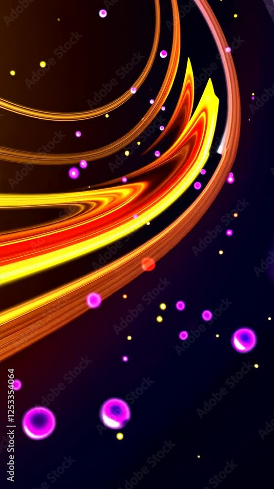 Poster a colorful line with many small dots. the dots are in different colors. the line is purple, blue, gr