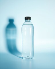 Naklejka premium Plastic Bottle of Water on Blue Background