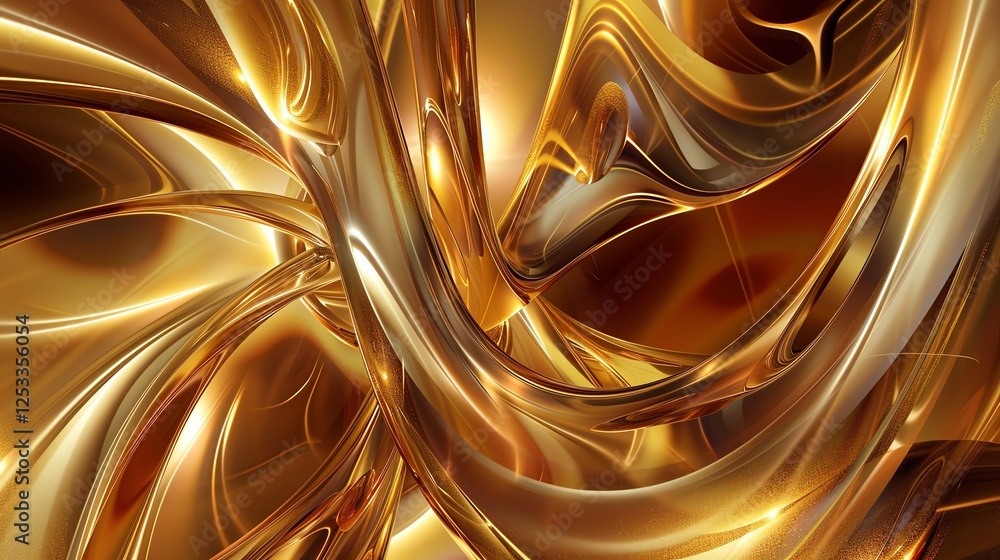 Poster molten gold swirls and flows in an abstract pattern. the image is seamless and can be tiled to creat