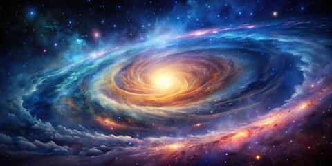 Fototapeta premium Abstract galaxy background with swirling clouds of gas and dust, celestial, galaxy background