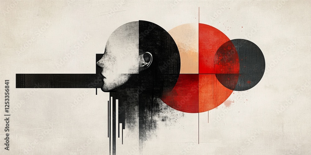 Aufkleber abstract design using minimalist icons, emphasizing the straightforward and elegant nature of simple shapes to create a visually striking and modern artistic effect