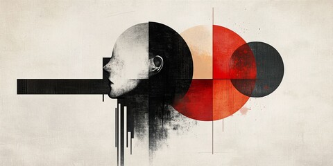 abstract design using minimalist icons, emphasizing the straightforward and elegant nature of simple shapes to create a visually striking and modern artistic effect