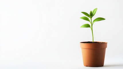 Fototapeta premium A bright and natural potted plant with vibrant green leaves sits against a neutral background perfect for adding style and calm to any room. AI generative