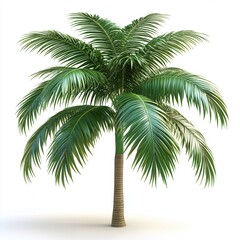 Obraz premium Lush Green Palm Tree with Vibrant Leaves on White Background
