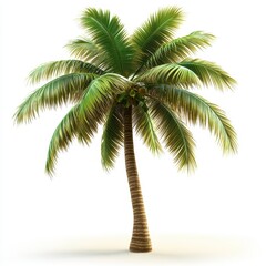 Fototapeta premium Lush Green Palm Tree Isolated on White Background with Tropical Vibe