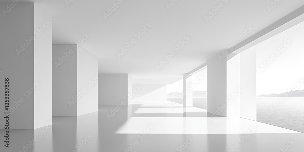 Poster abstract image that utilizes white space to enhance minimalist design, focusing on the balance between empty areas and essential elements to produce a visually calming an