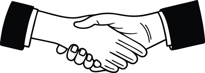 flat vector image on white background, handshake icon, business agreement and arrangement